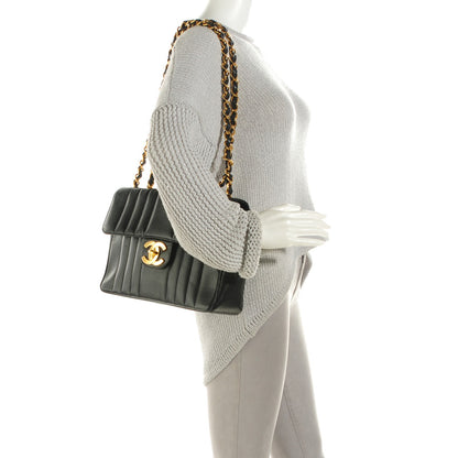 Chanel Caviar Vertical Quilted Jumbo Flap Black 2 of 9