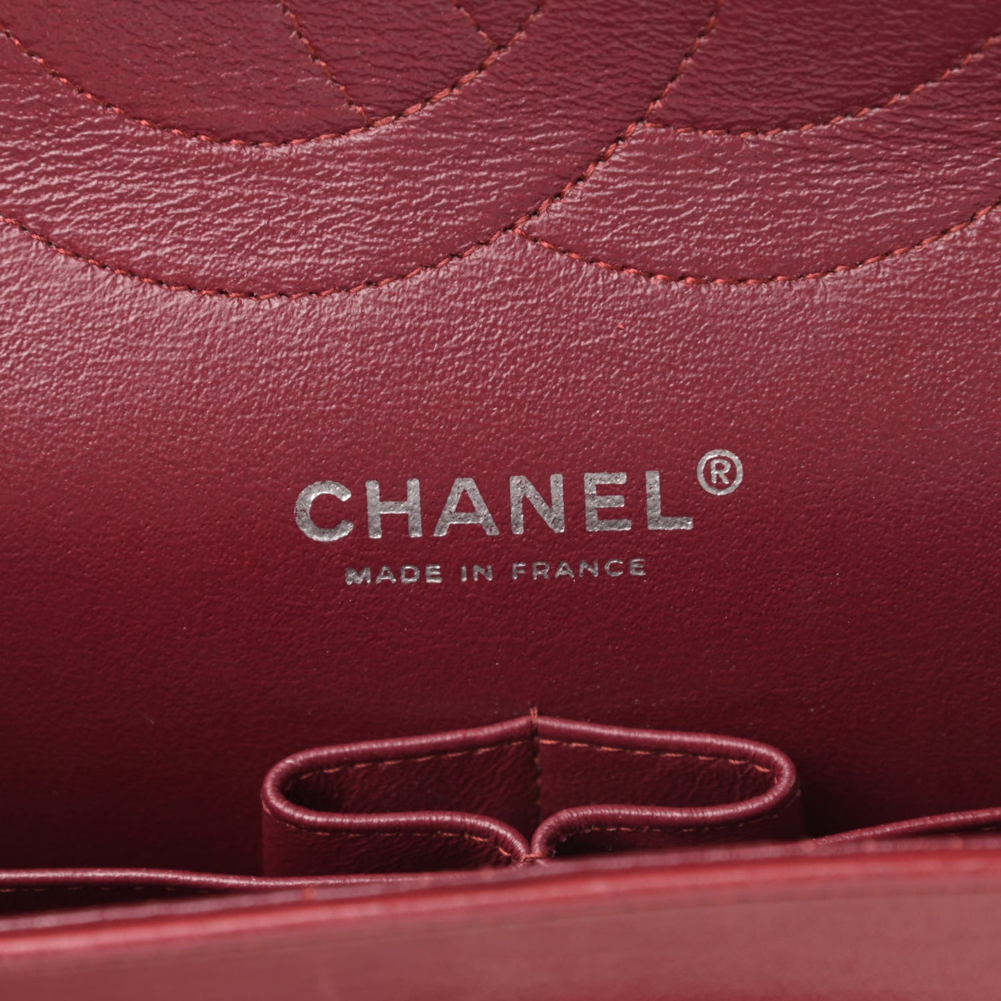 Patent Quilted Jumbo Double Flap Dark Red