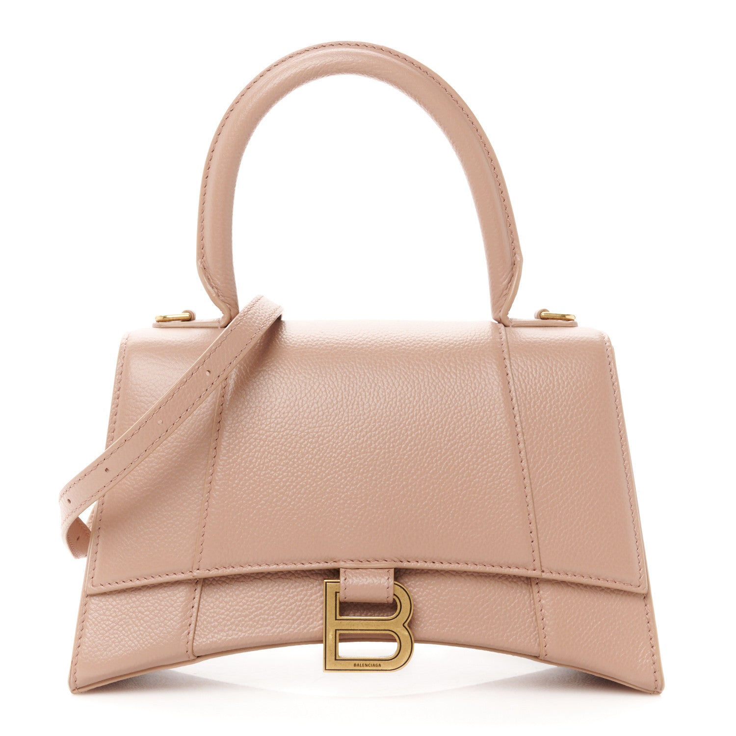 Balenciaga Grained Calfskin Small Hourglass Top Handle Bag Nude Beige 1 of 11