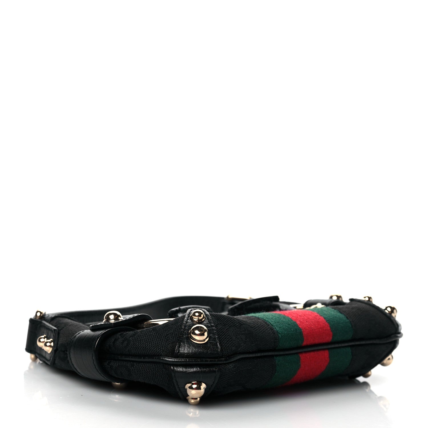 Gucci Monogram Web Horsebit Small Shoulder Bag Black 4 of 10