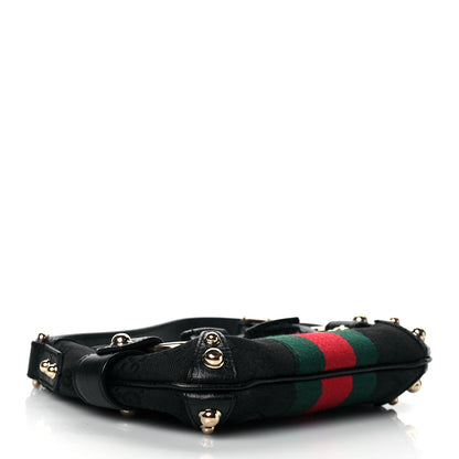 Gucci Monogram Web Horsebit Small Shoulder Bag Black 4 of 10