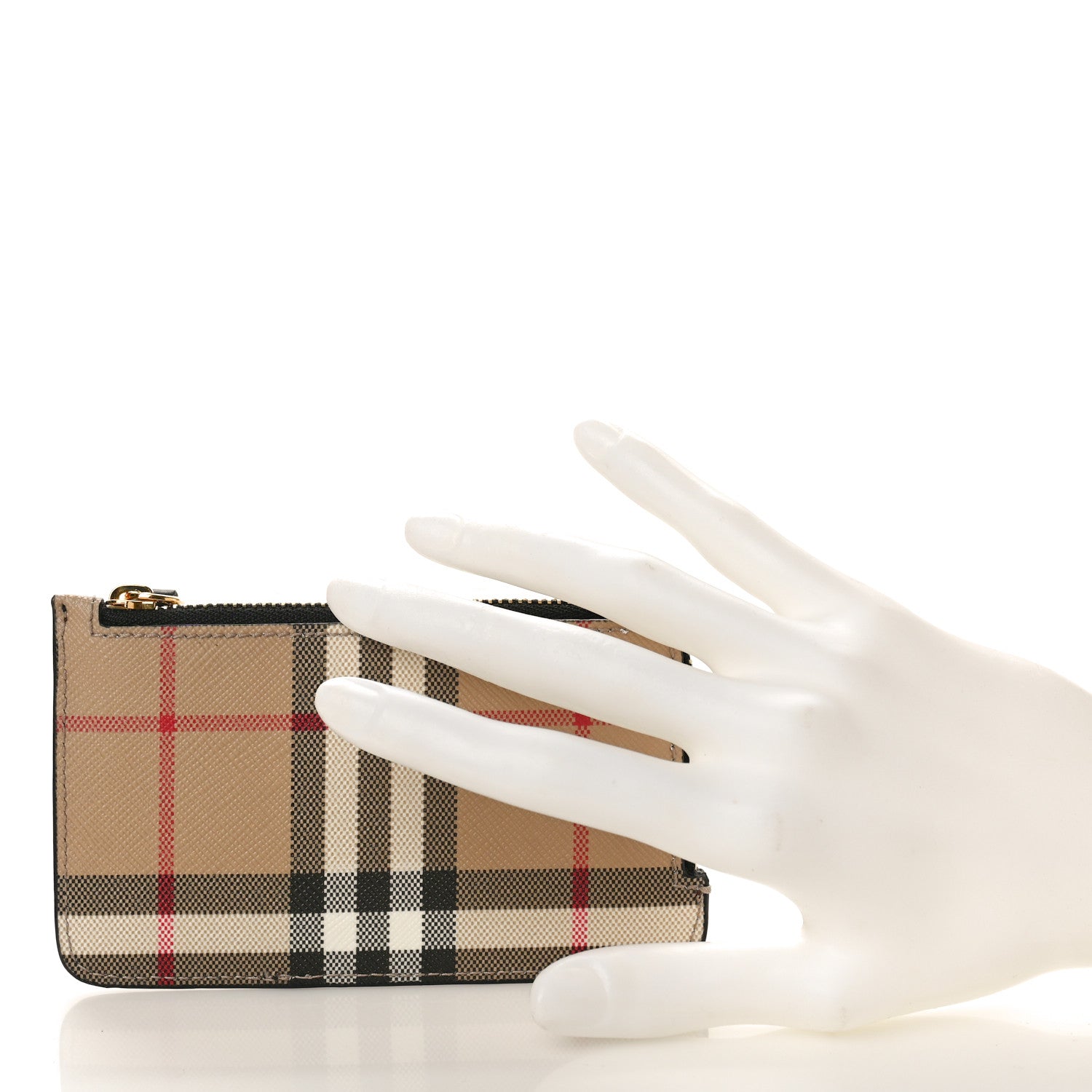 Burberry Check Calfskin Zip Card Case Holder Black 2 of 7