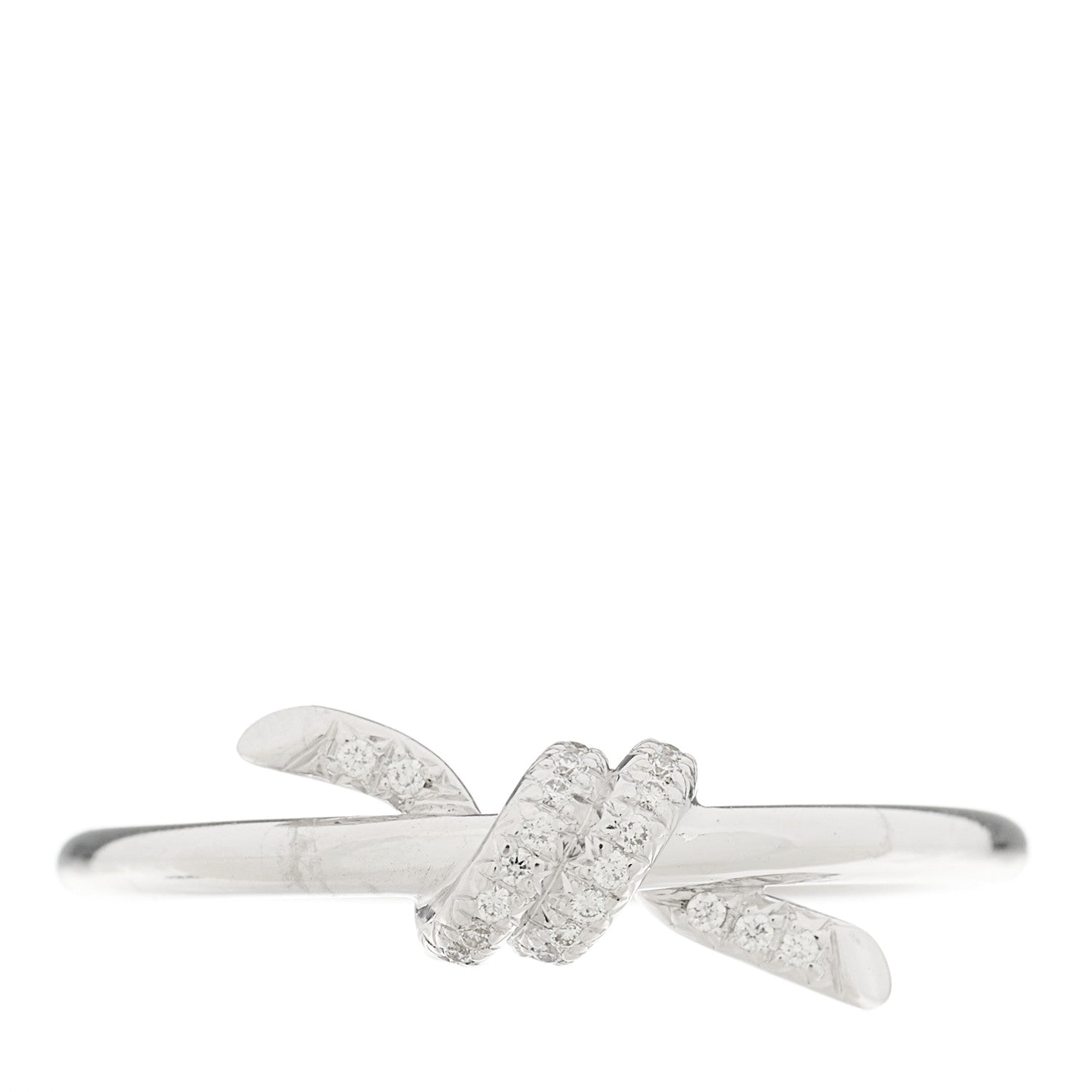 Tiffany 18K White Gold Diamond Small Knot Ring 53 6.5 1 of 4