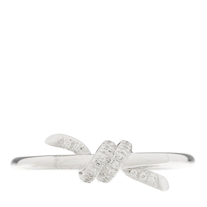 Tiffany 18K White Gold Diamond Small Knot Ring 53 6.5 1 of 4