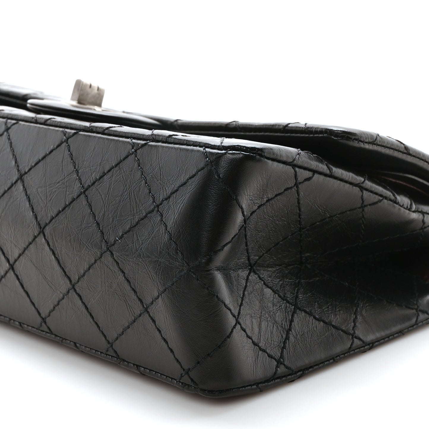 Aged Calfskin Quilted 2.55 Reissue 225 Flap Black