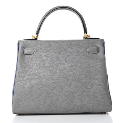 Hermes Taurillon Clemence Horseshoe Kelly Retourne 28 Bleu Glacier Bleu Electrique 4 of 34