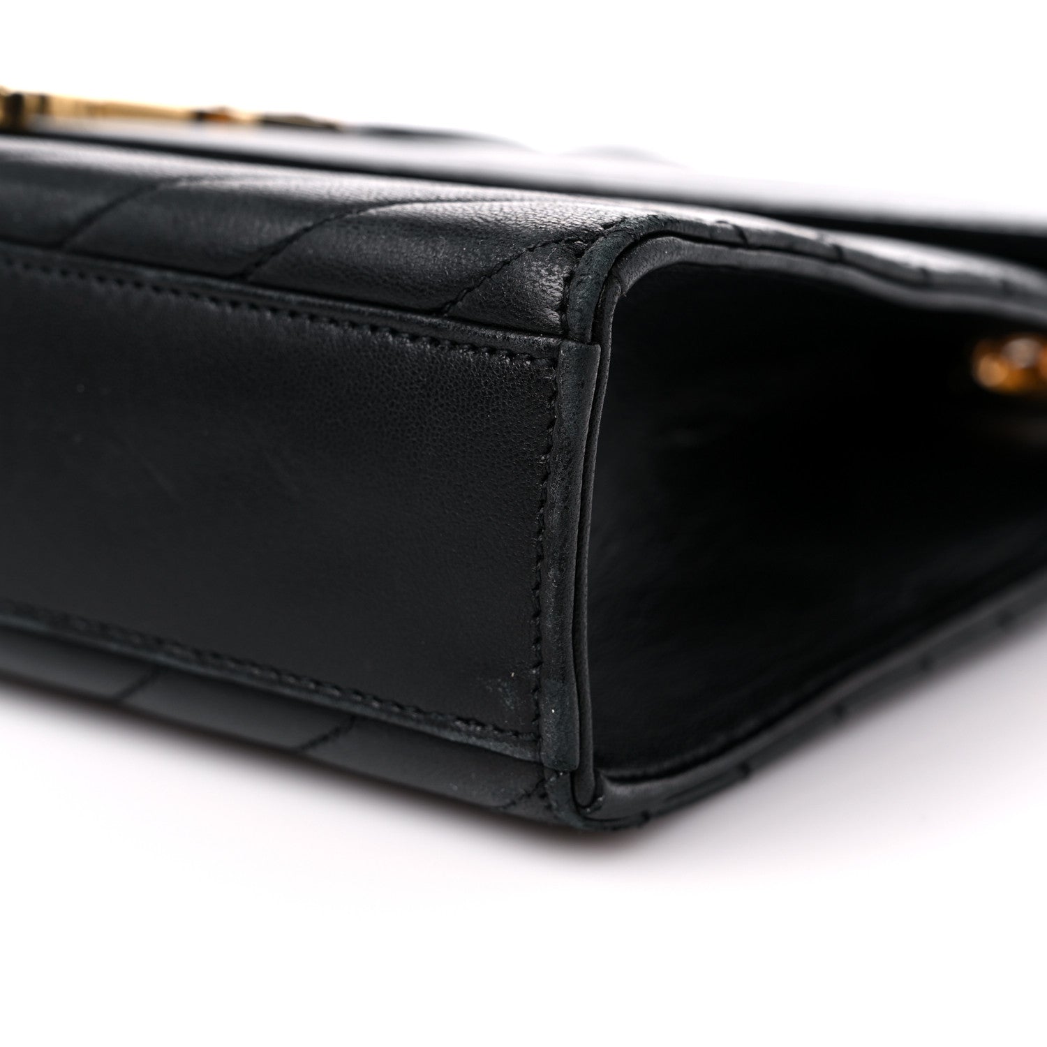 Saint Laurent Grain De Poudre Matelasse Chevron Medium Monogram Satchel Black 9 of 14