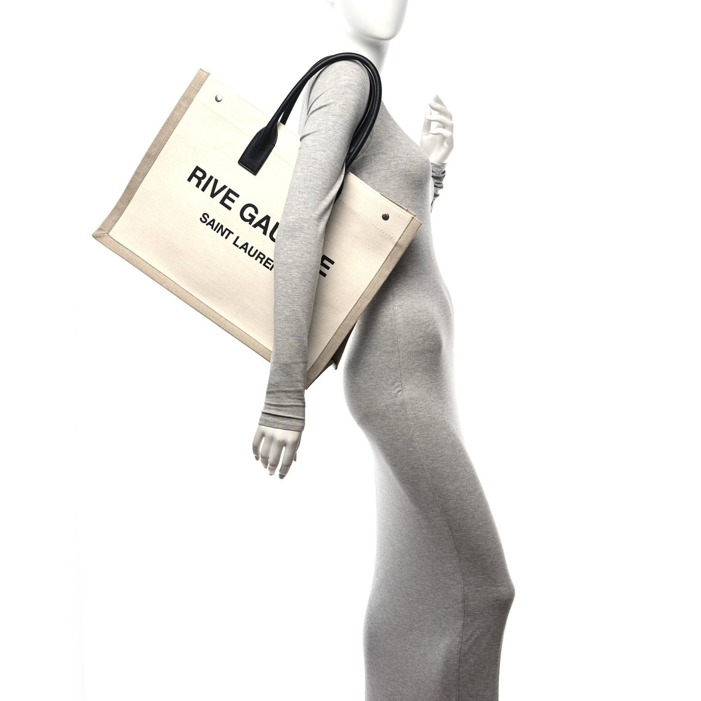 Linen Calfskin Rive Gauche Tote Greggio Natural