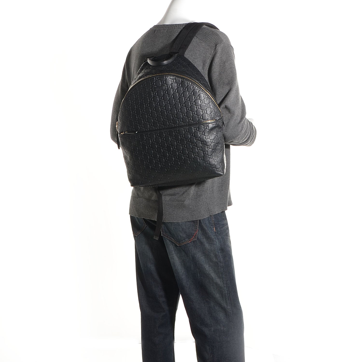 Gucci Guccissima Medium Classic Backpack Black 2 of 9