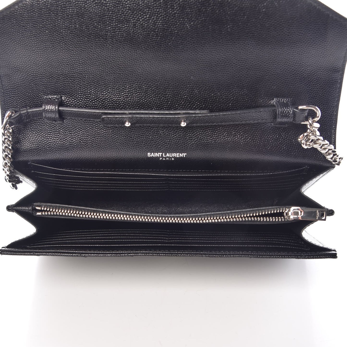 Grain De Poudre Matelasse Chevron Monogram Chain Wallet Black
