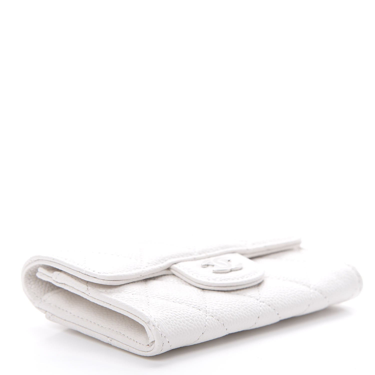 Chanel Caviar Quilted Flap Card Holder Wallet White 4 of 9
