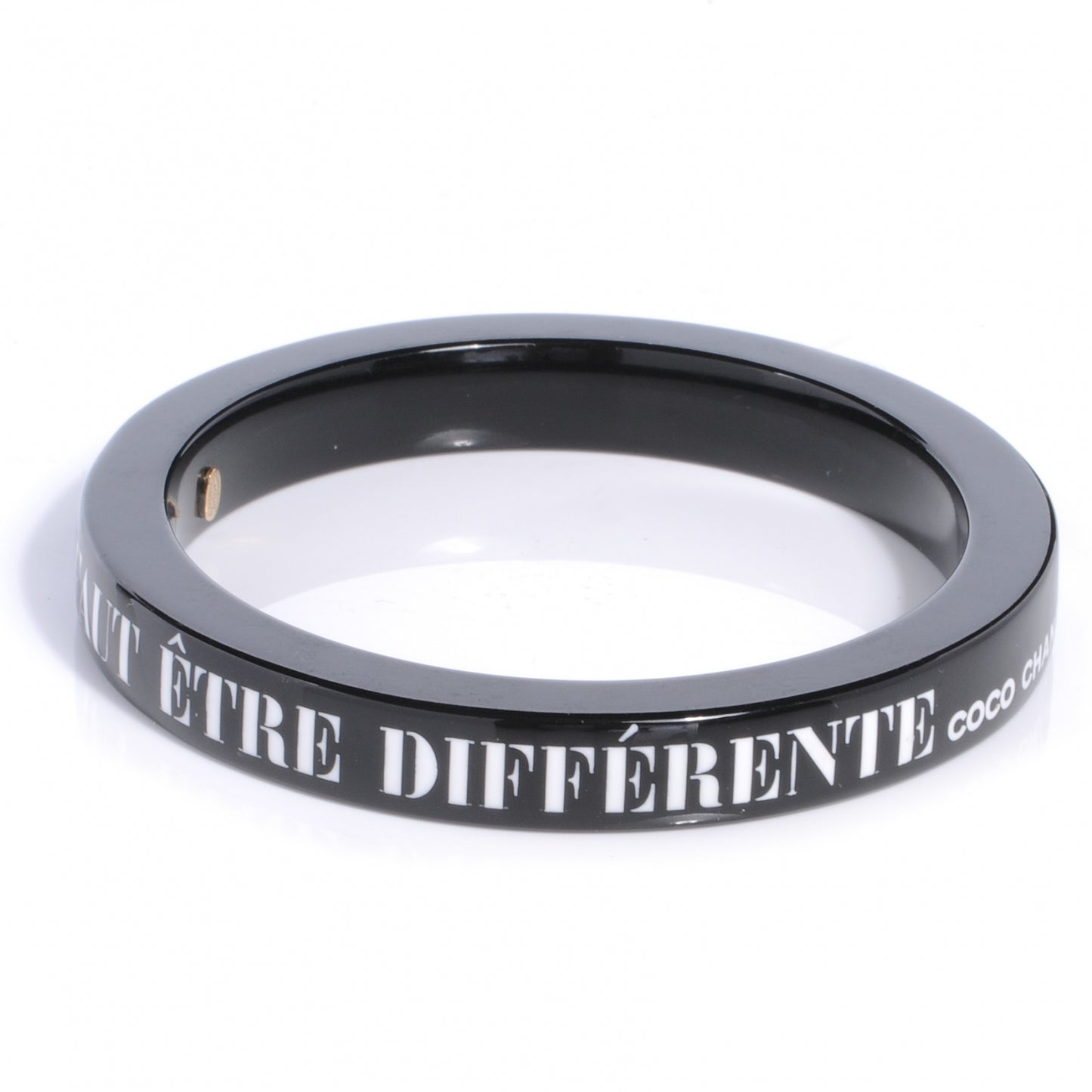 Resin Coco French Quote Bangle Black