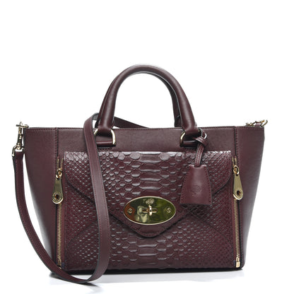 Mulberry Silky Calfskin Snakeskin Small Willow Tote Oxblood 1 of 10
