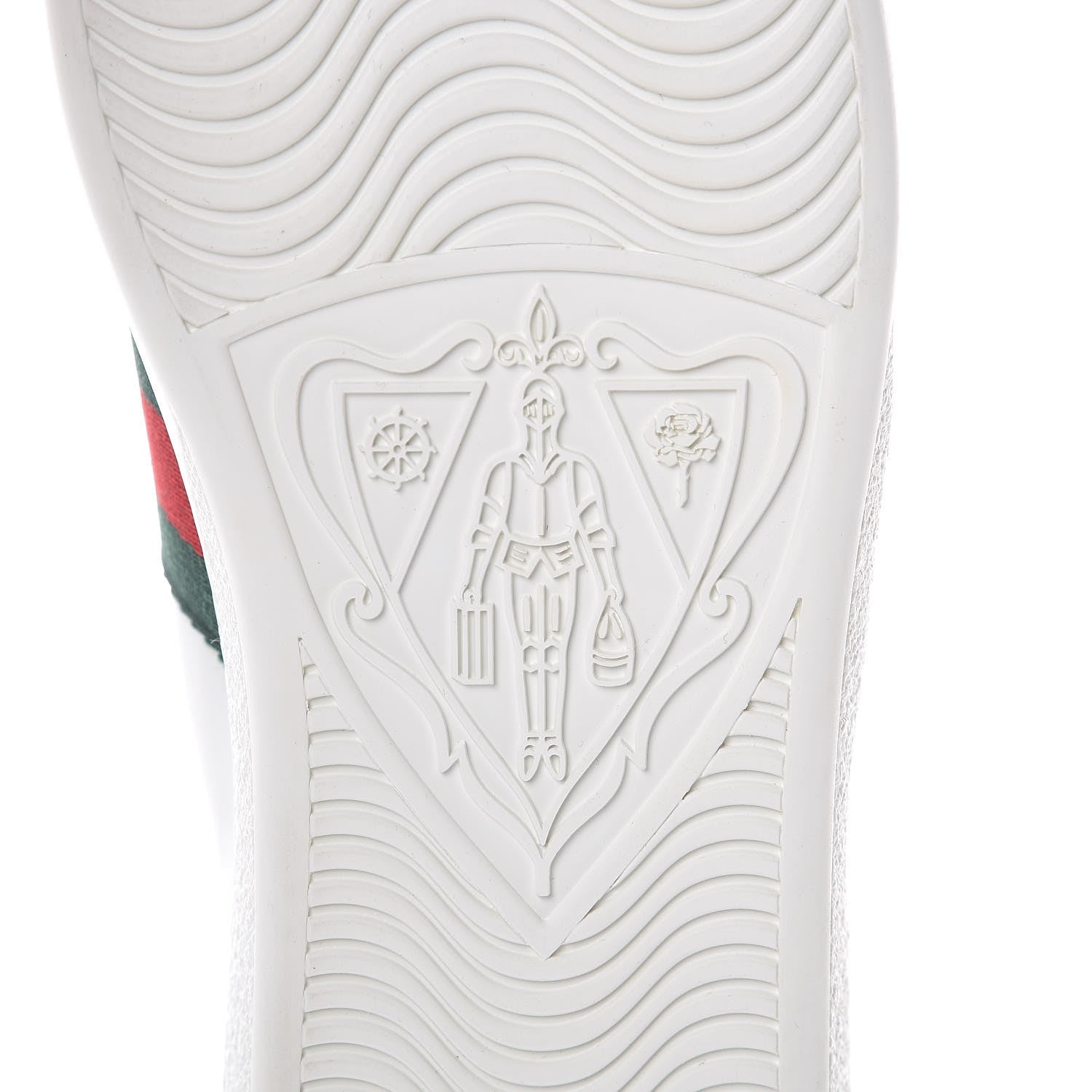 Gucci Calfskin Ayers Bee Embroidered Womens Ace Sneakers 37.5 White Green 6 of 9