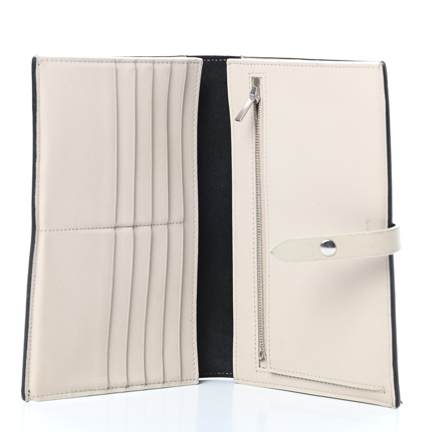 Grained Calfskin Large Multifunction Strap Wallet Black Chalk