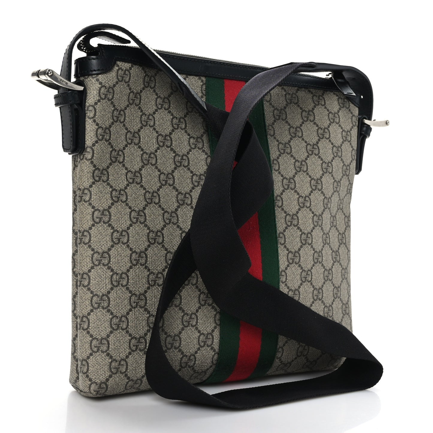 GG Supreme Monogram Web Messenger Bag Black
