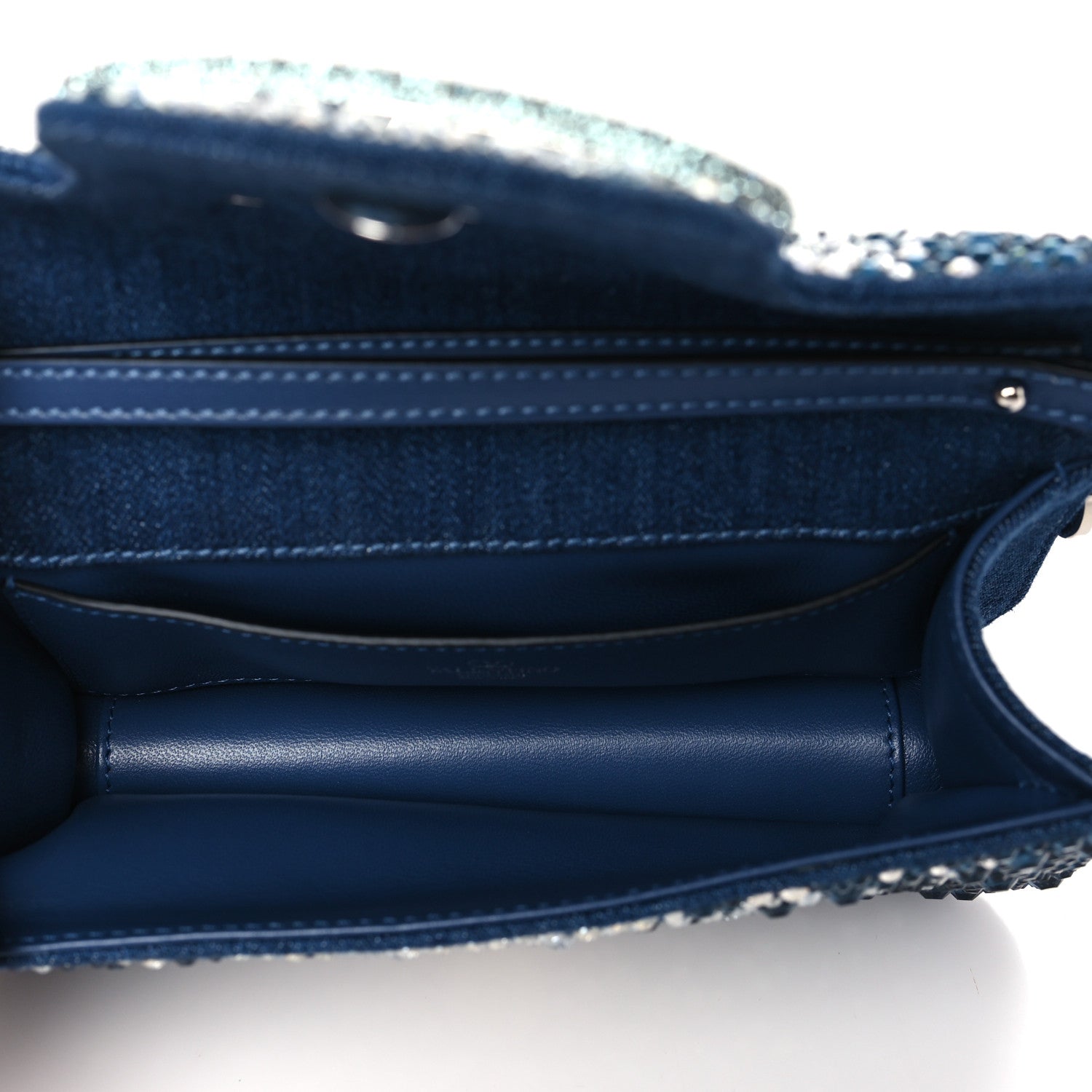 Valentino Garavani Denim Crystal Vlogo Embroidered Small Loco Shoulder Bag Montana Smoked Sapphire 5 of 9