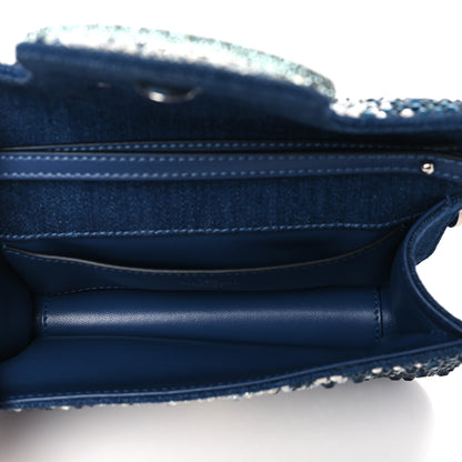 Valentino Garavani Denim Crystal Vlogo Embroidered Small Loco Shoulder Bag Montana Smoked Sapphire 5 of 9