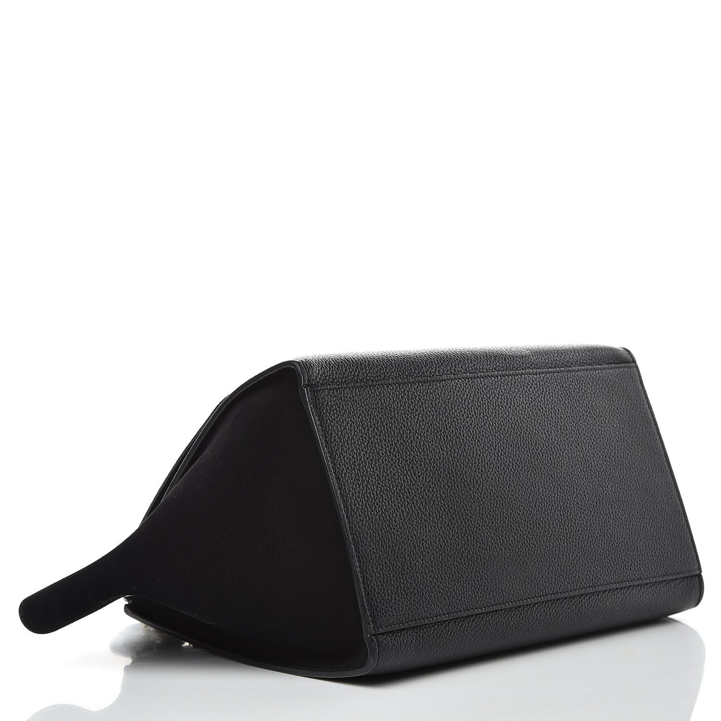 Drummed Calfskin Suede Small Trapeze Black