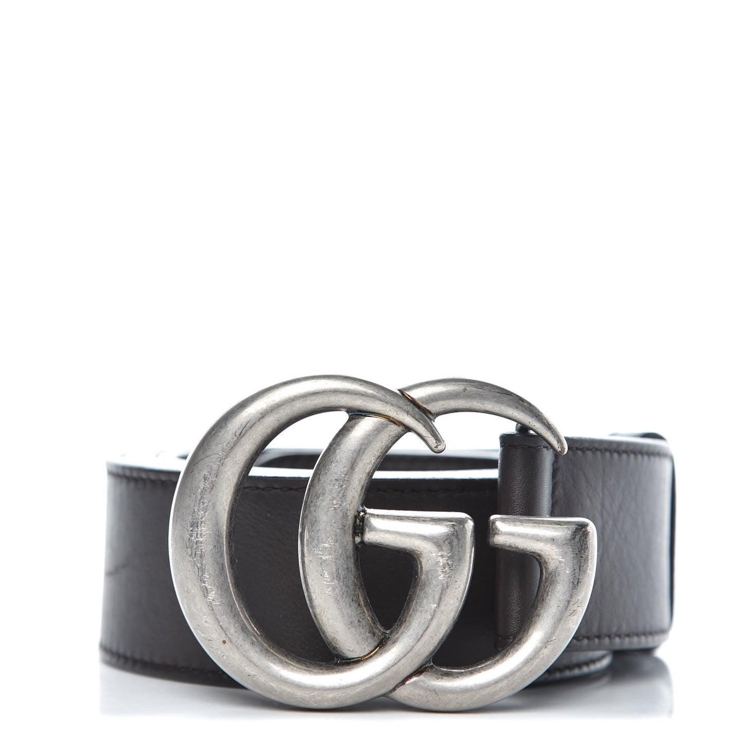 Moon Calfskin Nickel Double G 40mm Belt 115 46 Dark Cocoa