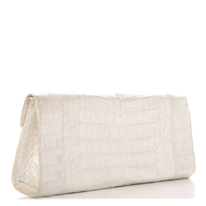 Nancy Gonzalez Crocodile Foldover Clutch White 3 of 7
