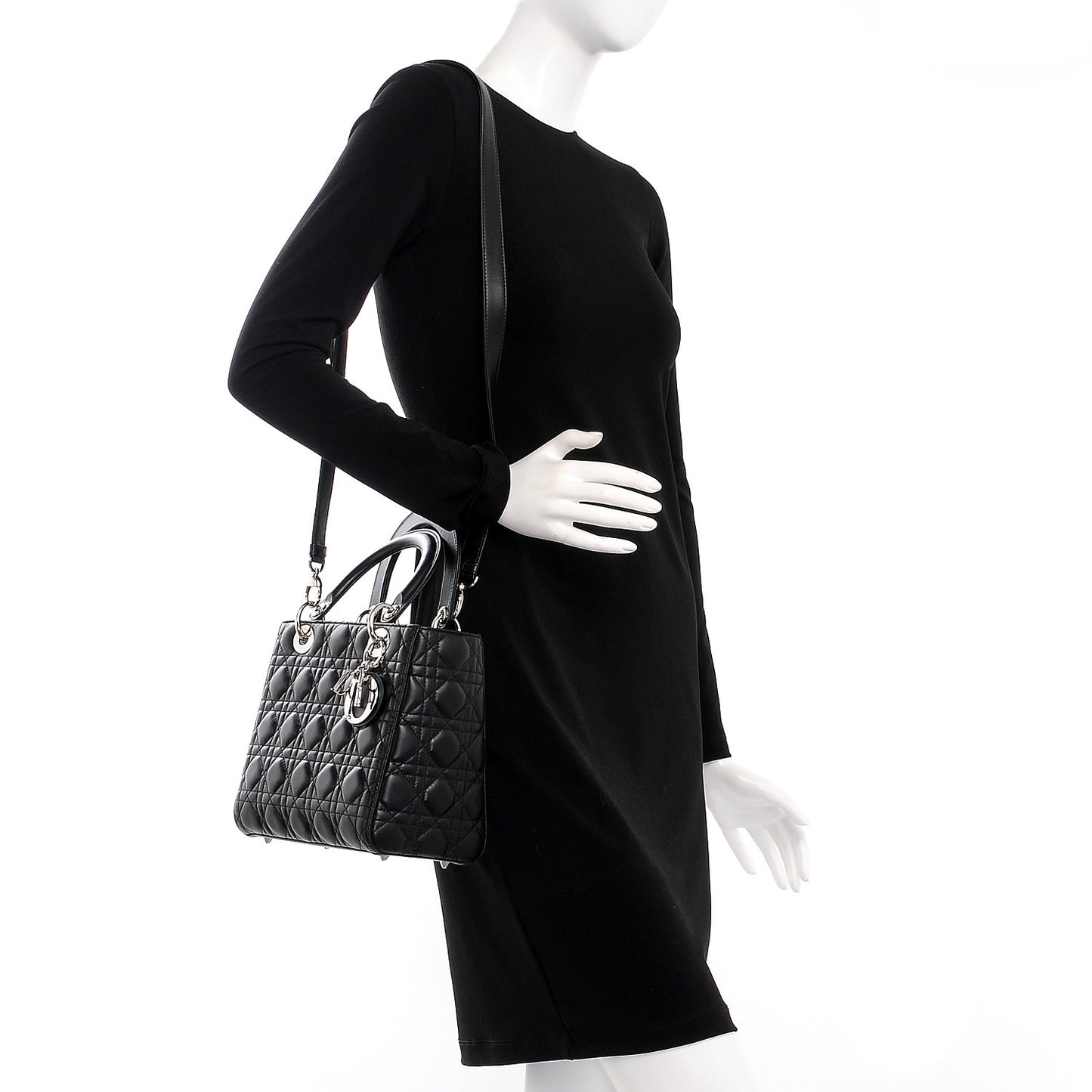 Lambskin Cannage Medium Lady Dior Black
