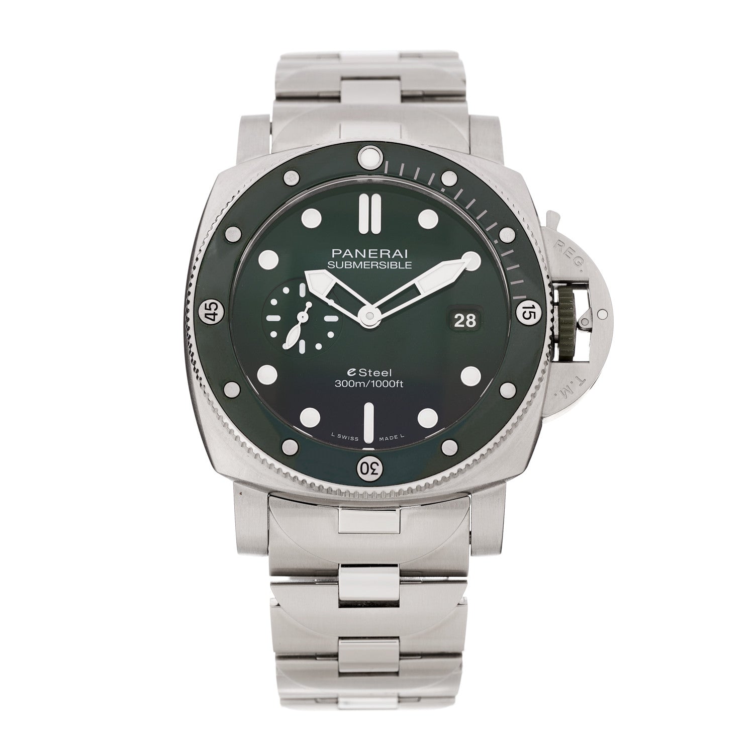 Panerai Stainless Steel 44mm Submersible Quaranta Quattro Automatic Watch Green PAM01287 1 of 6