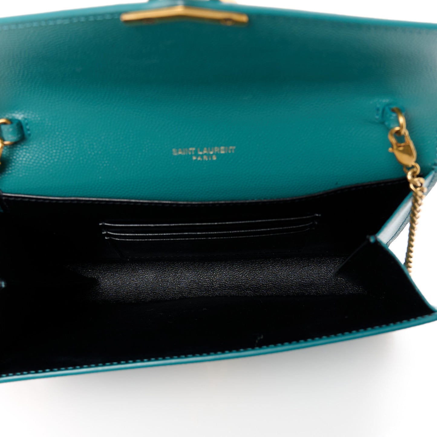 Grain De Poudre Monogram Cassandra Chain Wallet Teal