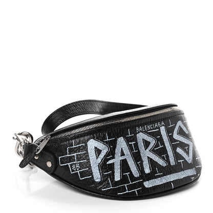 Balenciaga Agneau Arena Graffiti All Over XXS Souvenir Belt Bag Black White 4 of 9