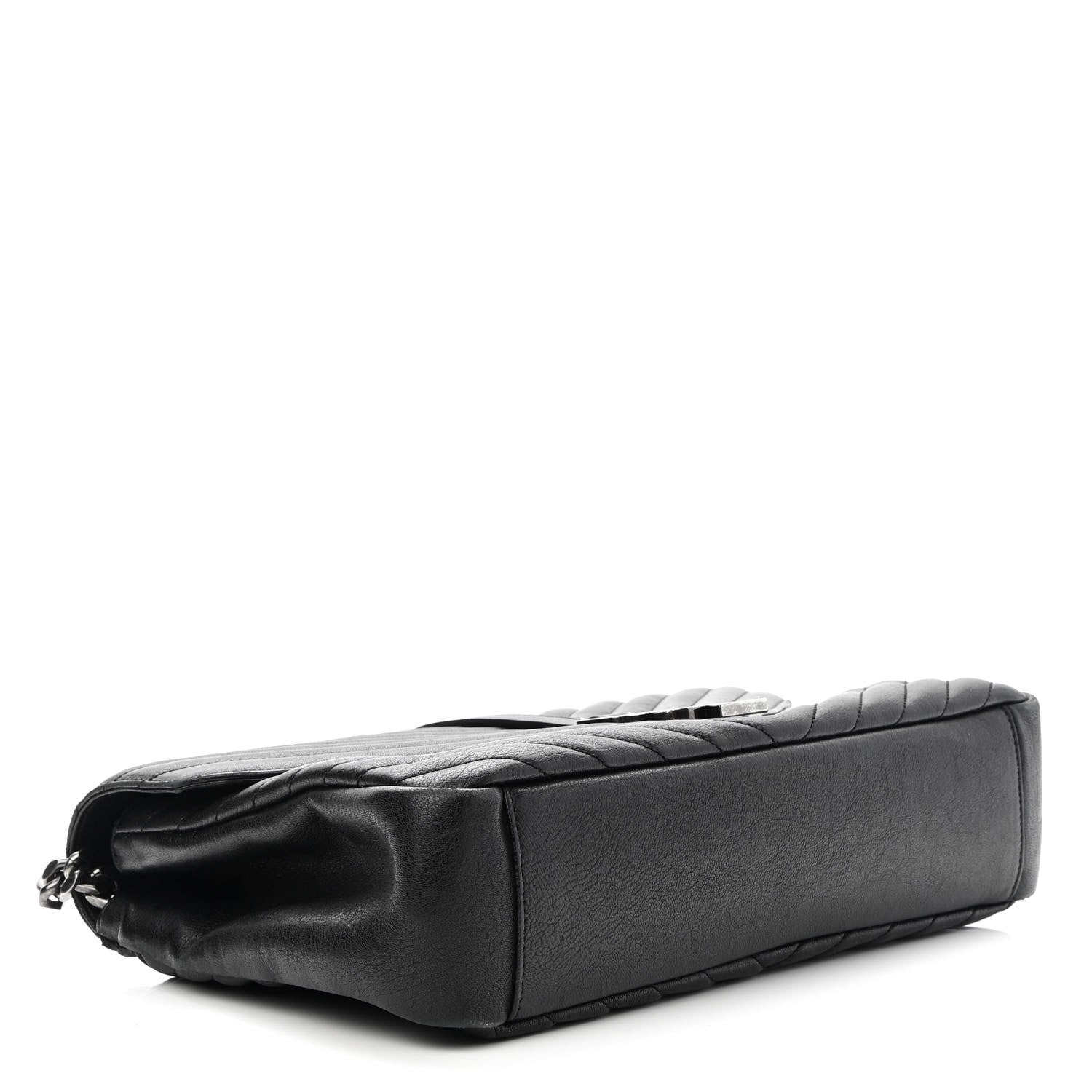 Saint Laurent Sheepskin Matelasse Chevron Monogram Large College Satchel Black 4 of 9