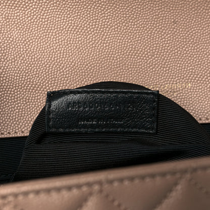 Saint Laurent Grain De Poudre Textured Mixed Matelasse Triquilt Large Monogram Satchel Natural Tan 7 of 10