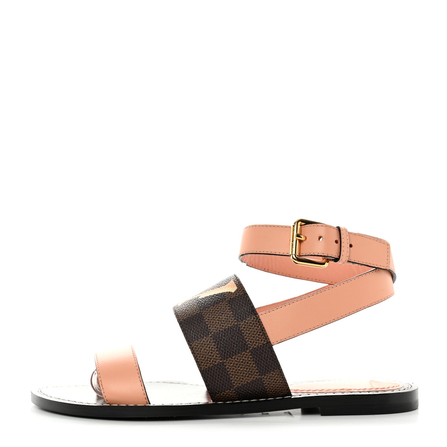 Calfskin Damier Ebene Passenger Flat Sandals 37 Venus Pink