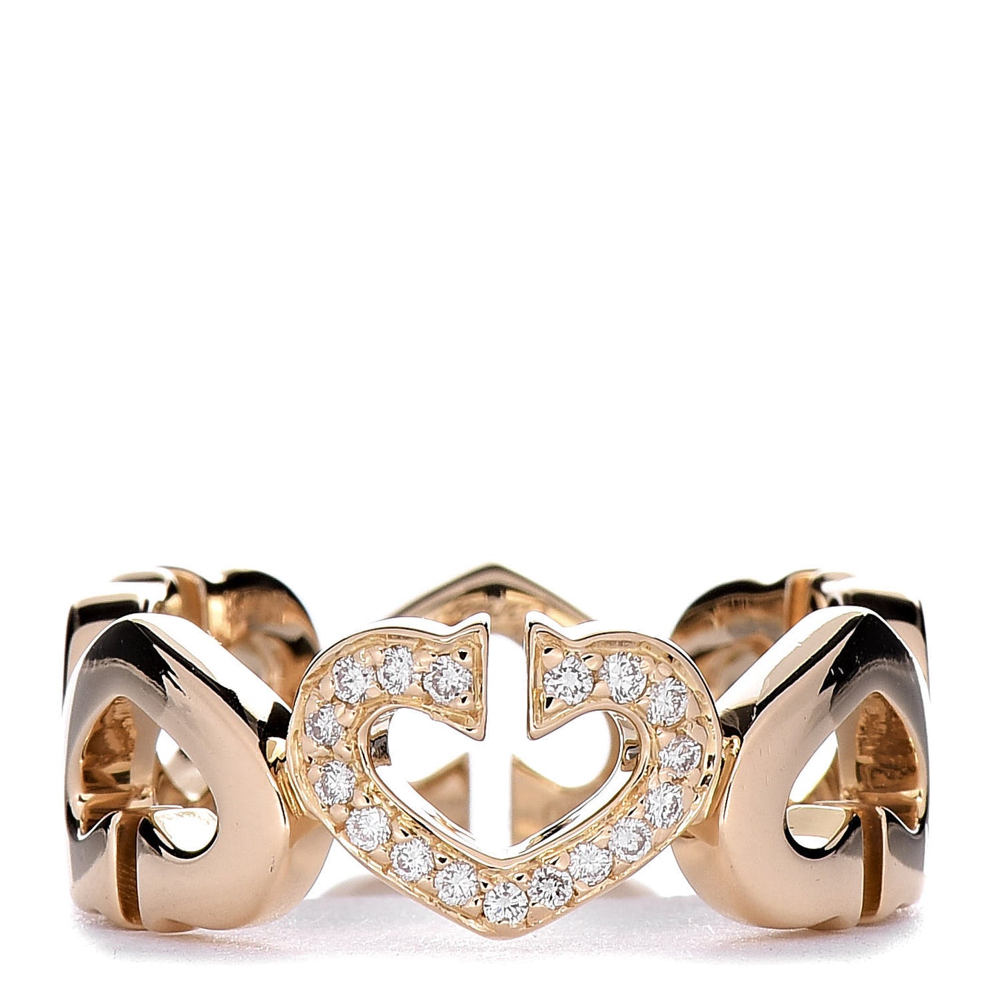 18K Yellow Gold Diamond Hearts and Symbols Ring 49 4.75
