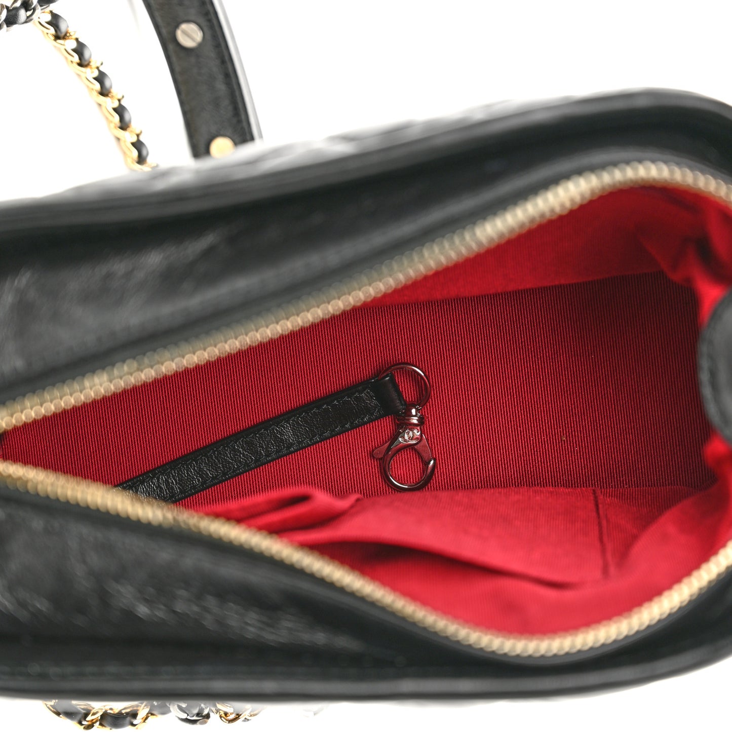 Aged Calfskin Chevron Quilted Small Gabrielle Hobo Black