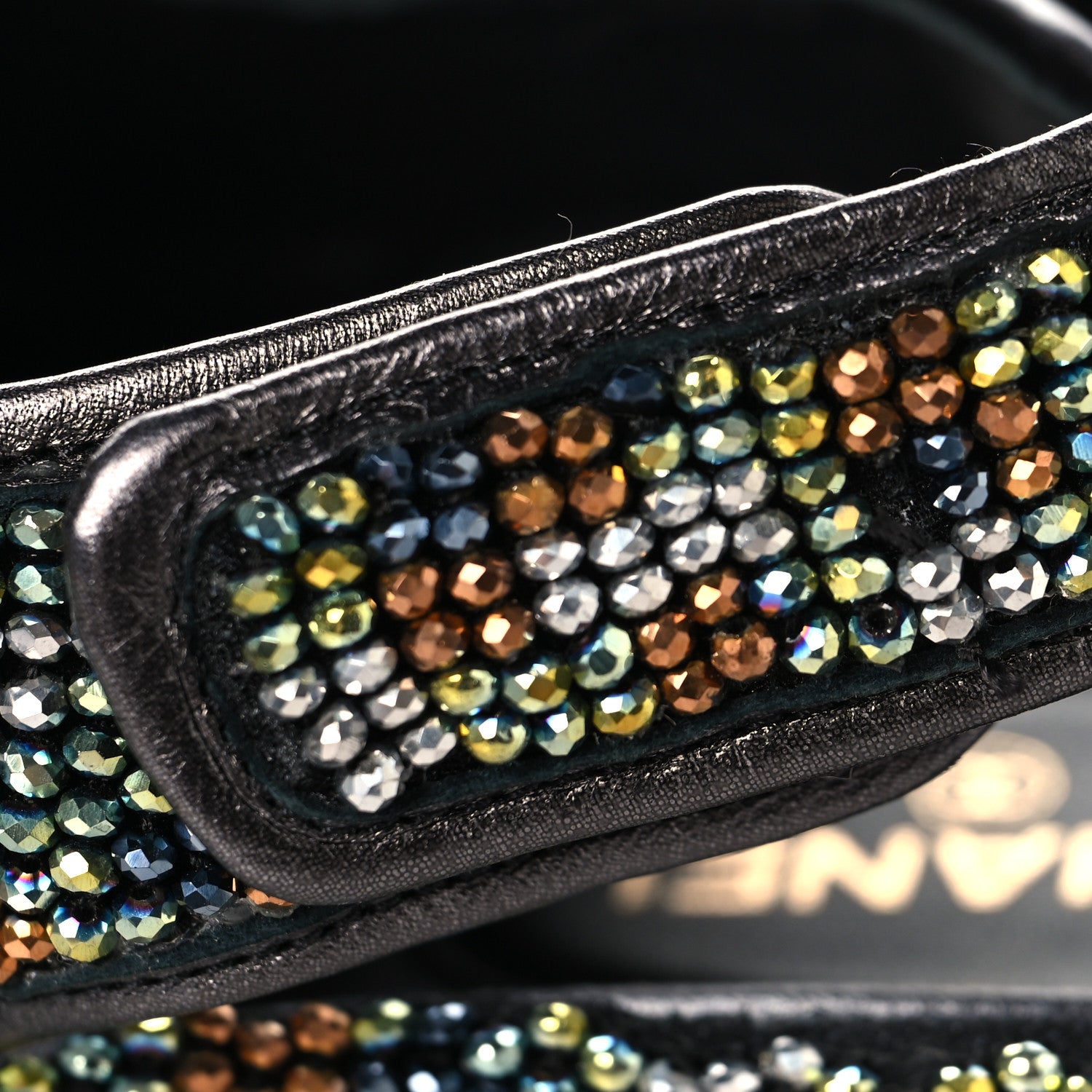 Chanel Grained Calfskin Crystal Velcro Dad Sandals 36.5 Black Multicolor 11 of 11