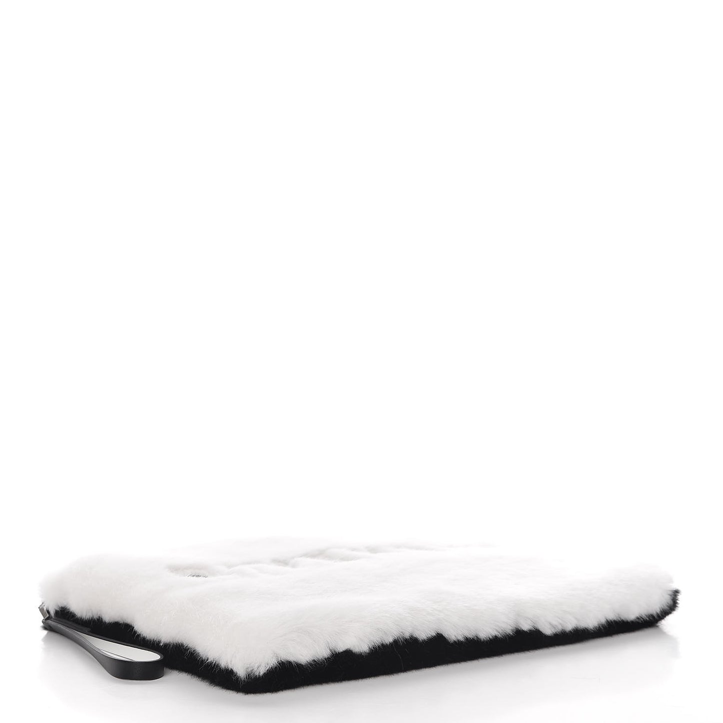 Faux Fur Two Tone Large GV3 Pouch Wristlet Black White