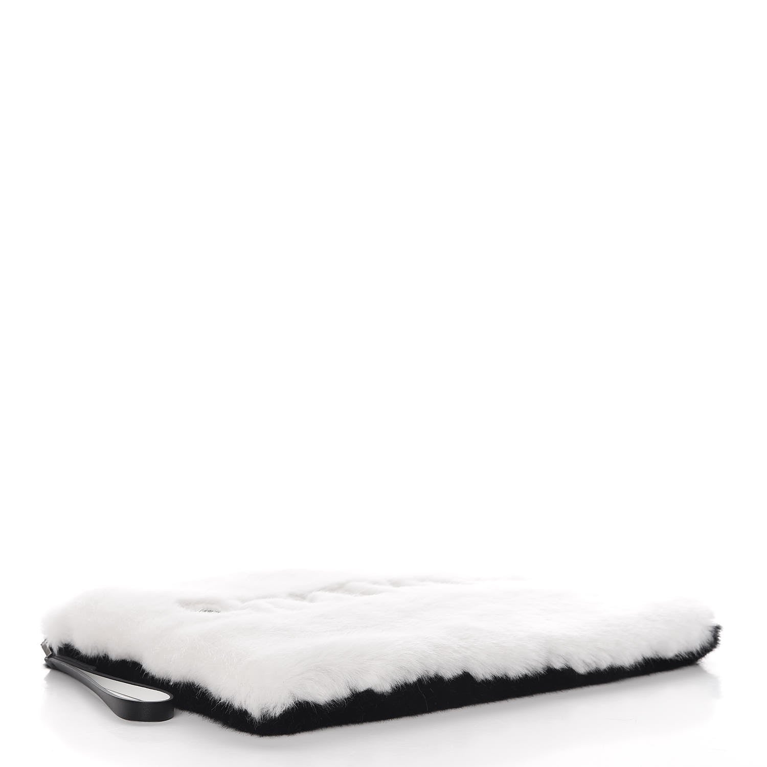 Givenchy Faux Fur Two Tone Large GV3 Pouch Wristlet Black White 4 of 8
