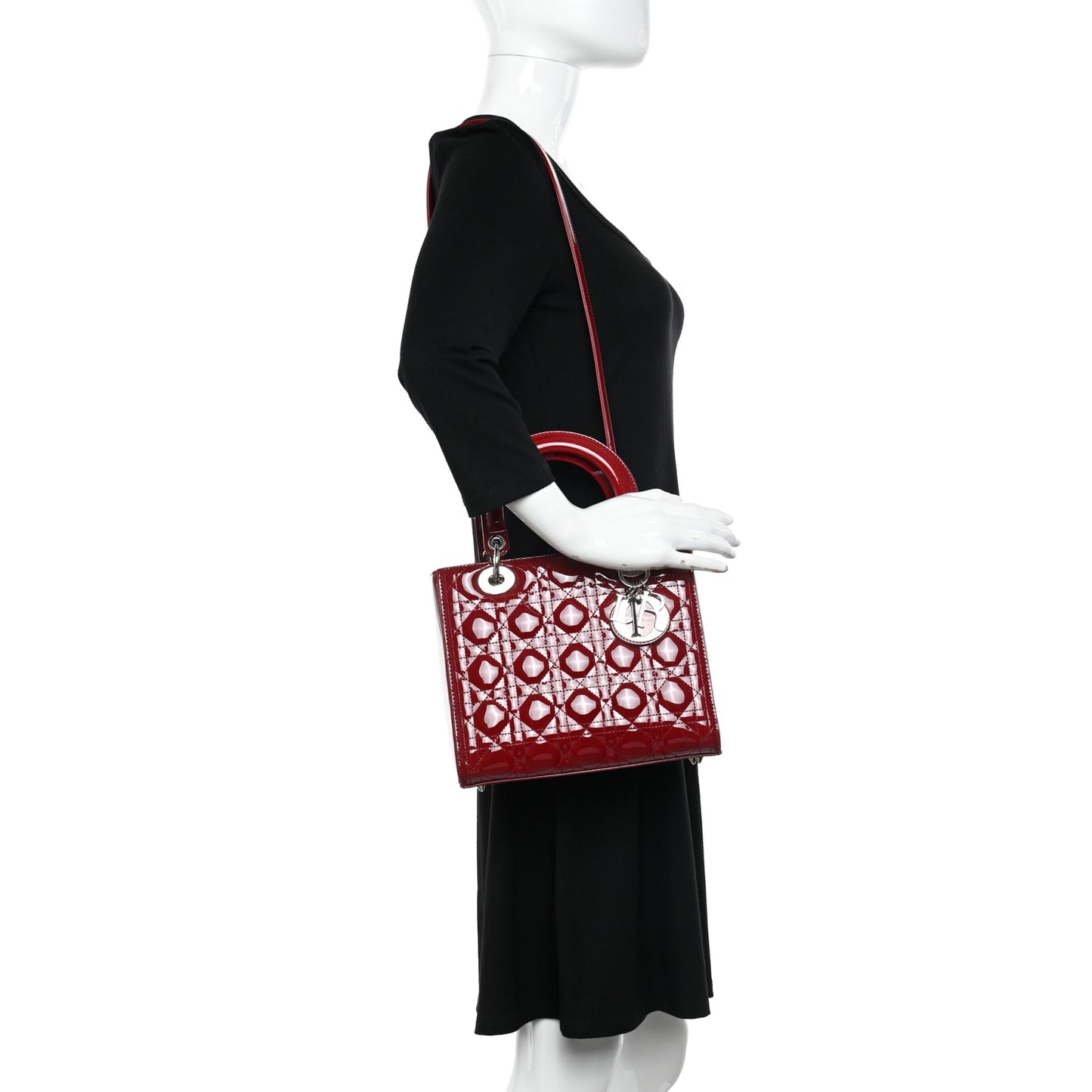 Patent Cannage Medium Lady Dior Burgundy Red