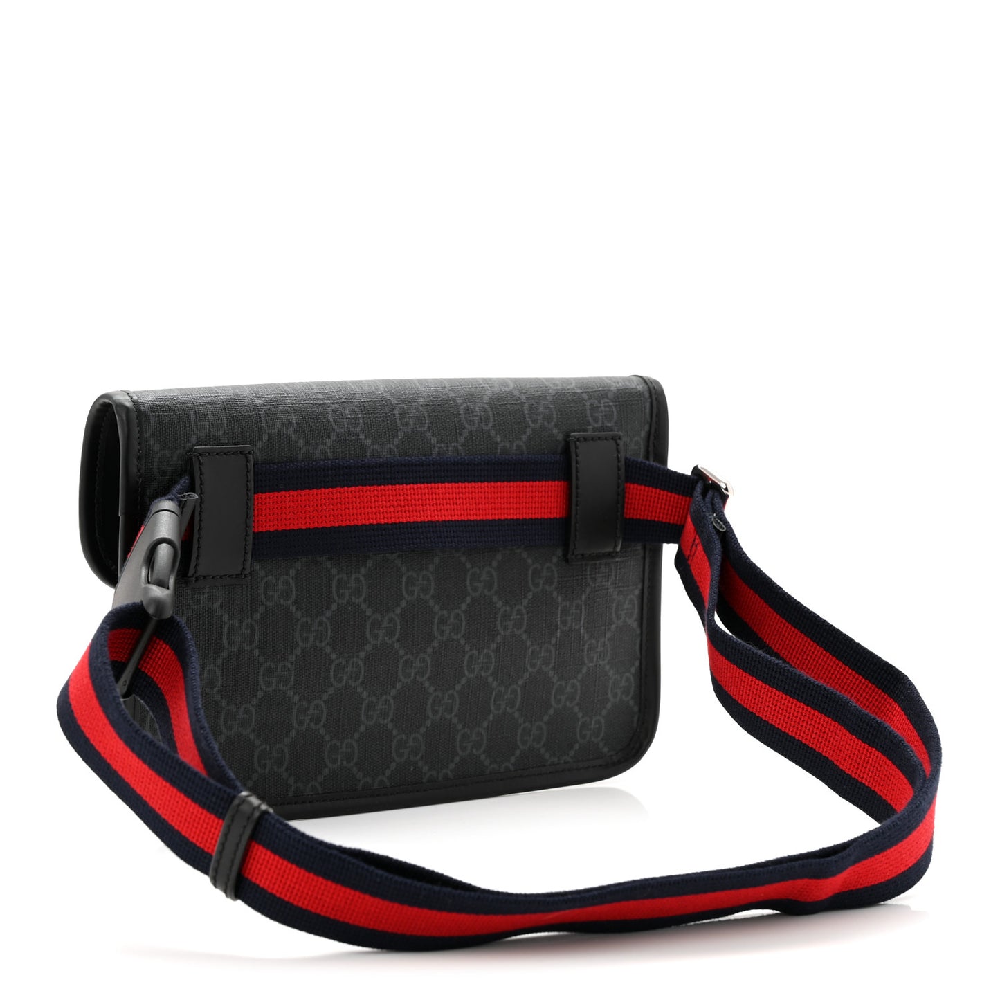 GG Supreme Monogram Web Slim Belt Bag Black Grey