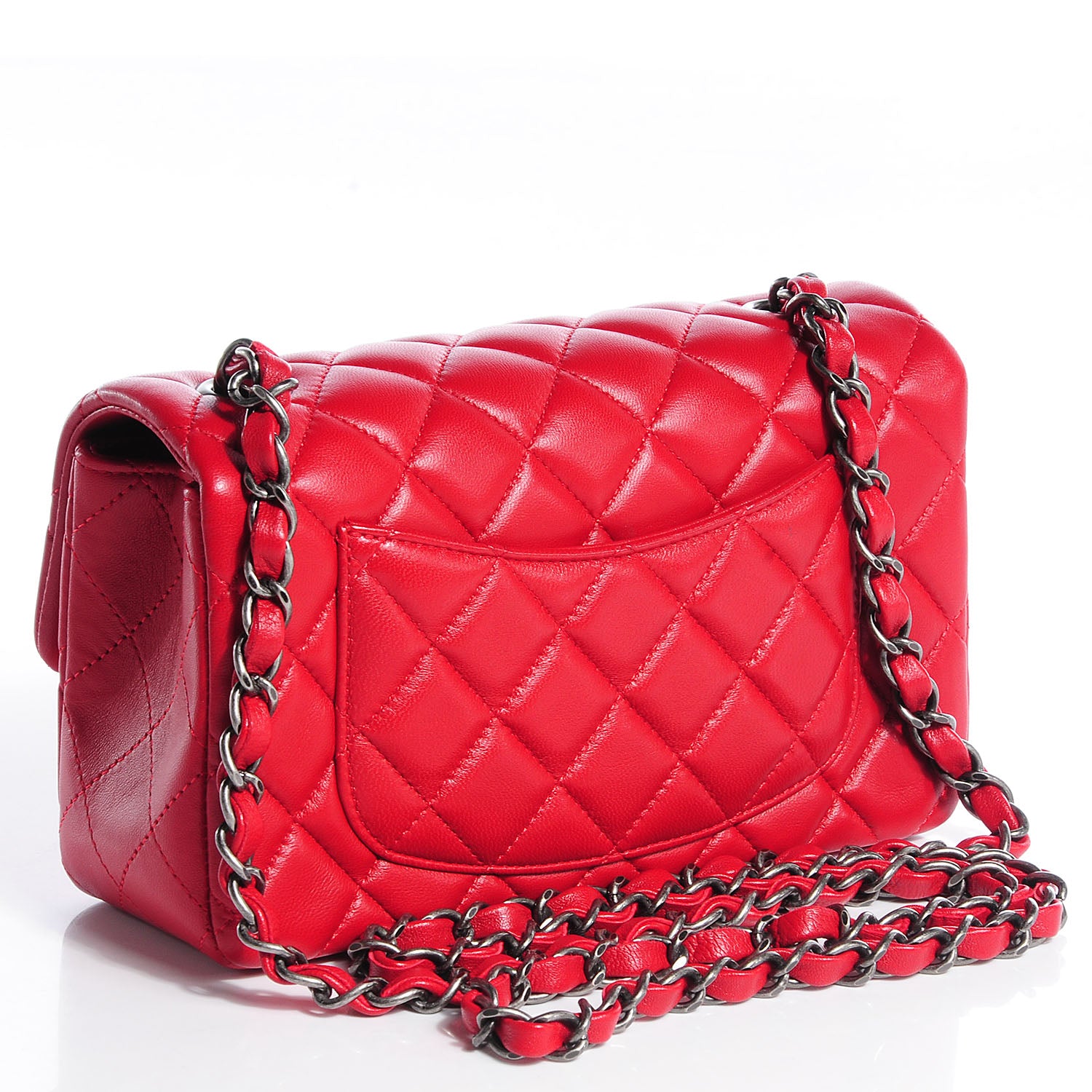 Chanel Lambskin Quilted Mini Rectangular Flap Red 3 of 9