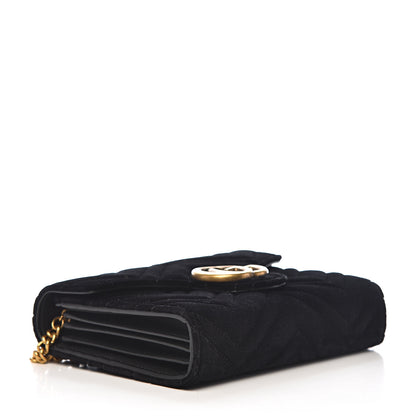 Gucci Velvet Matelasse GG Marmont Chain Wallet Black 3 of 9