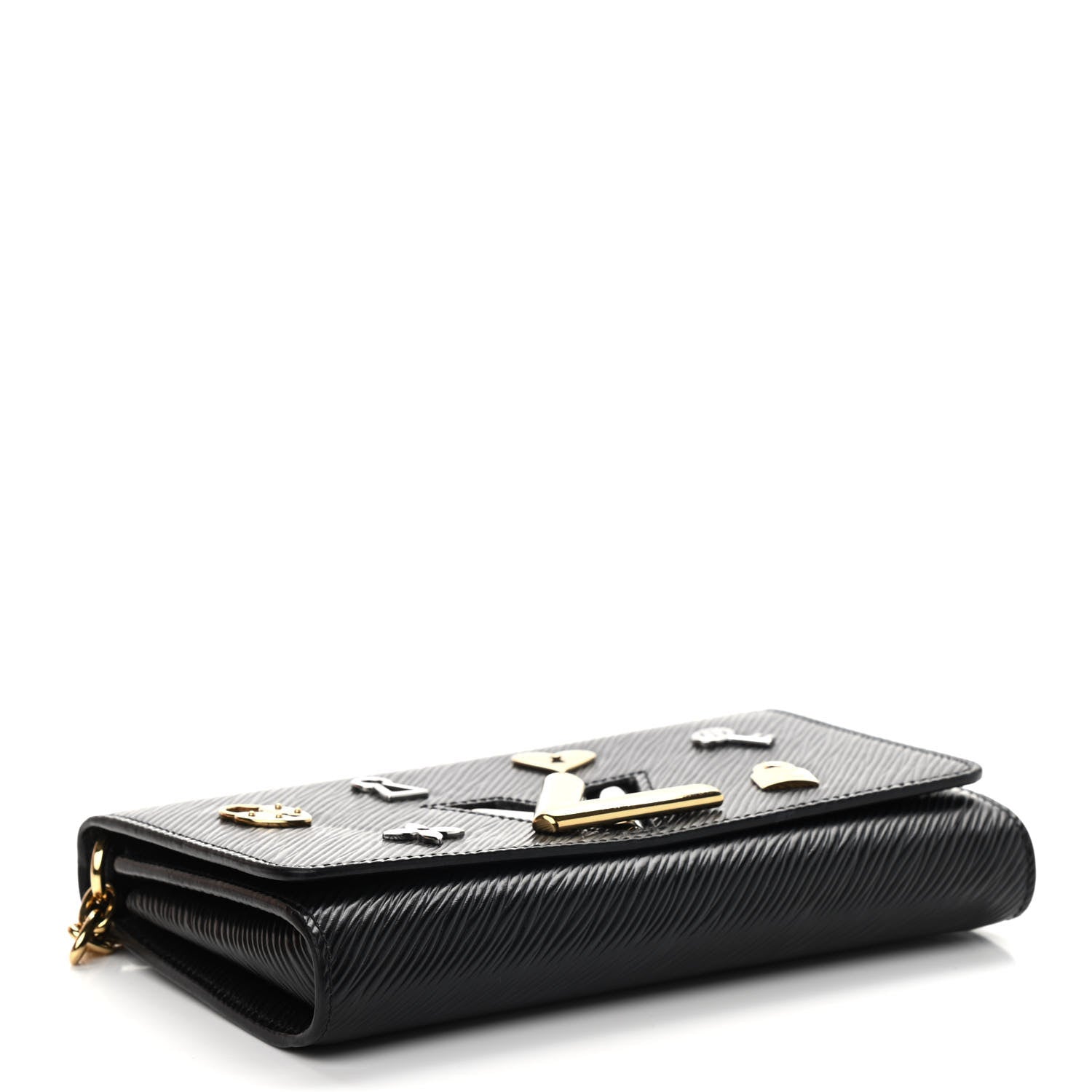 Louis Vuitton Epi Love Lock Twist Chain Wallet Black 4 of 10