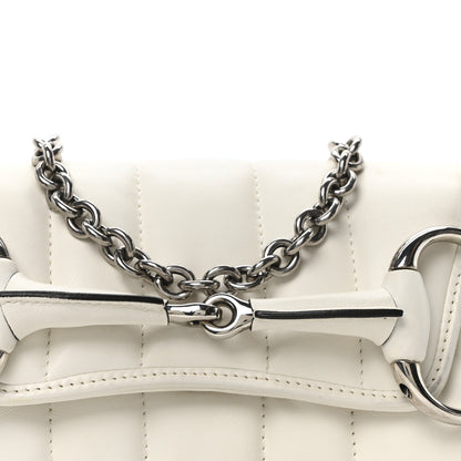 Gucci Nappa Vertical Matelasse Small Maxi Horsebit Chain Shoulder Bag Great White 8 of 10
