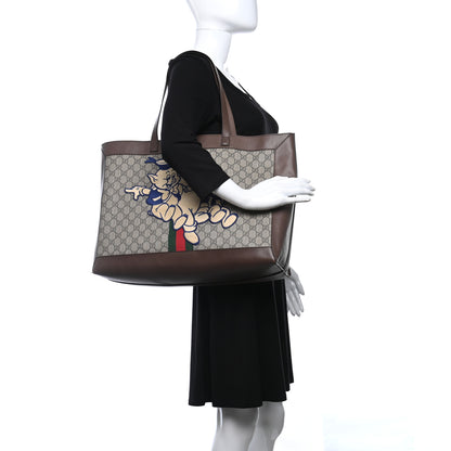 Gucci X DISNEY GG Supreme Monogram Web Three Little Pigs Large Ophidia Tote Beige New Acero 3 of 16