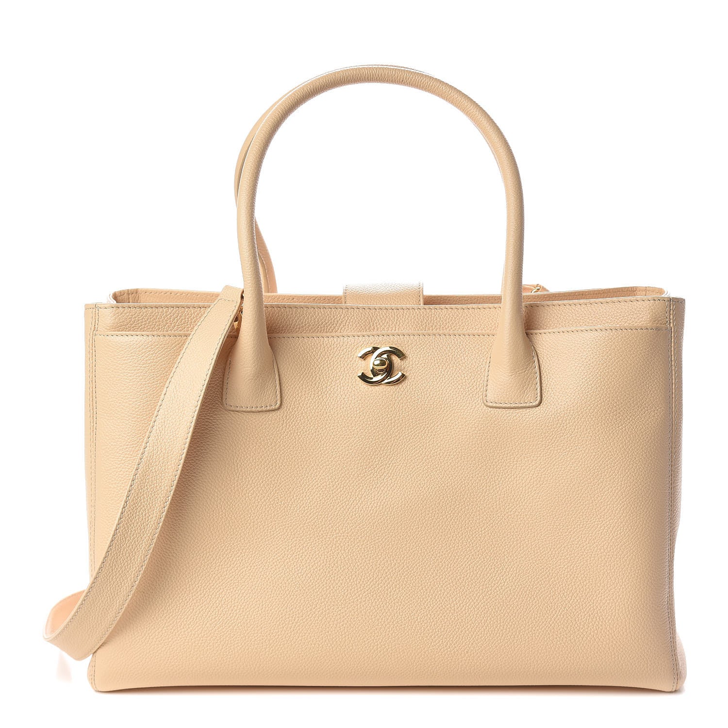 Chanel Calfskin Cerf Executive Shopper Tote Beige Clair 1 of 13