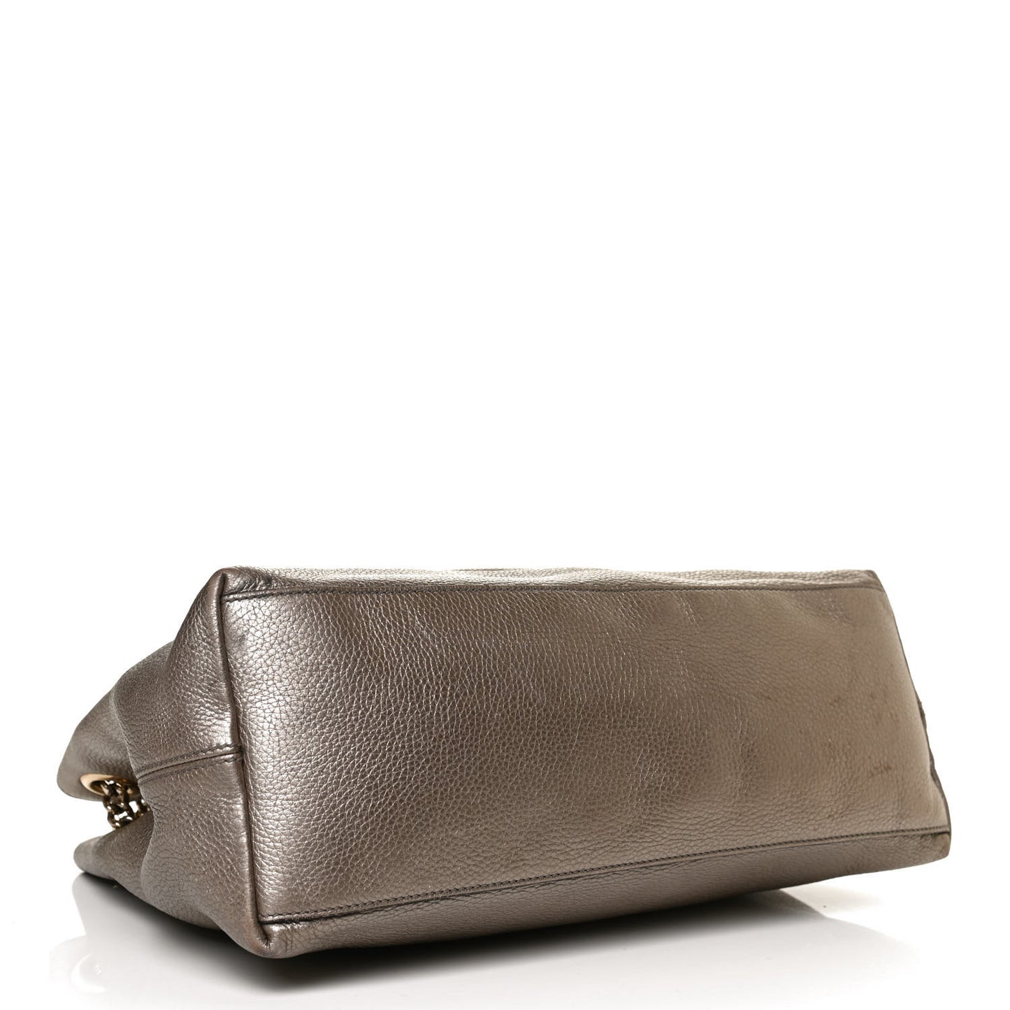 Metallic Pebbled Calfskin Medium Soho Chain Shoulder Bag Golden Beige