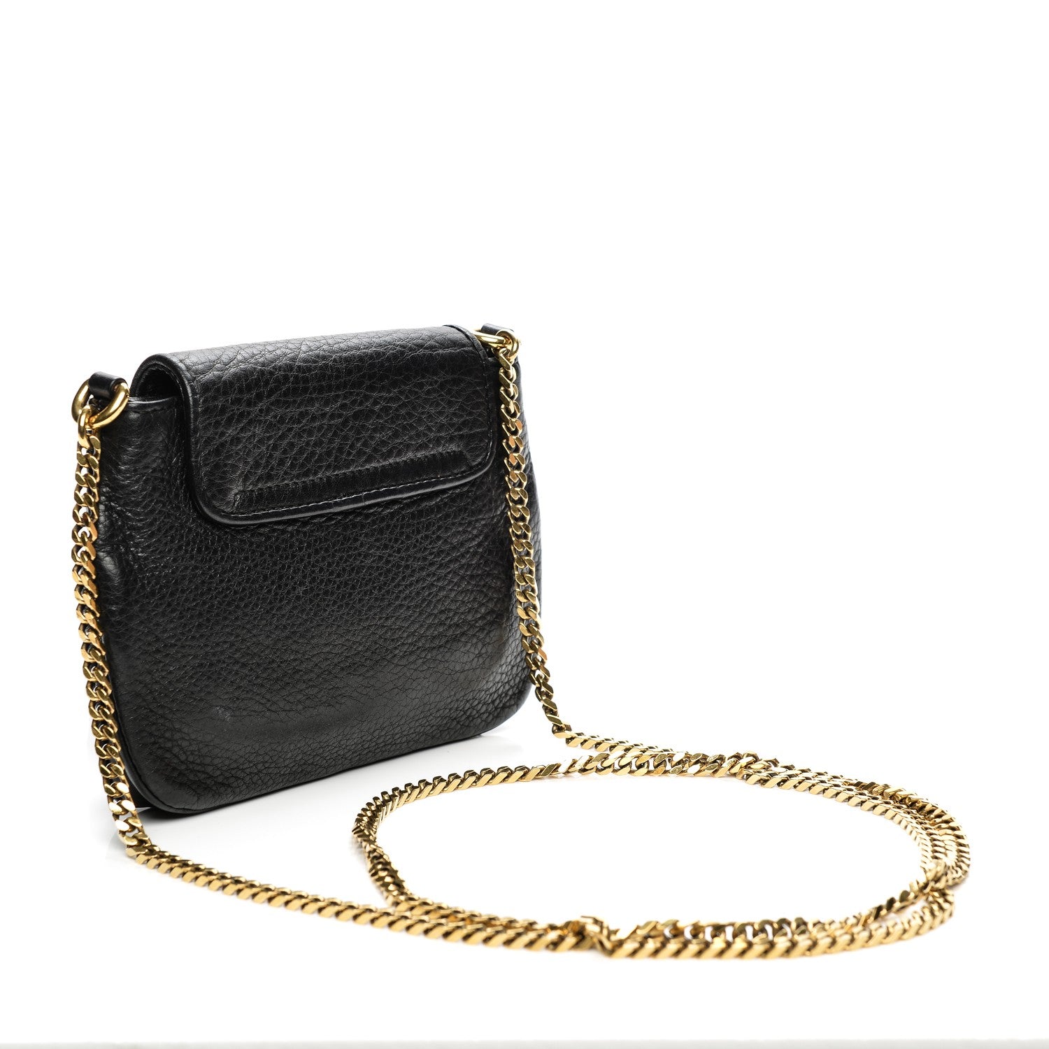 Gucci Pebbled Calfskin Small 1973 Chain Shoulder Bag Black 3 of 9