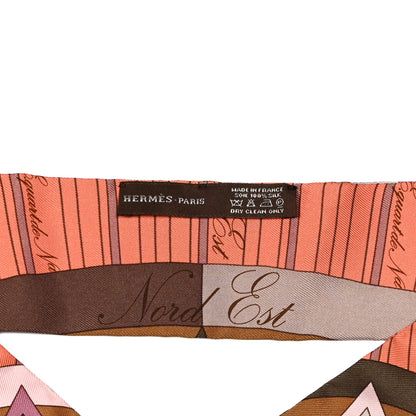 Hermes Silk La Rose Des Vents Twilly Camel Saumon Violine 3 of 4