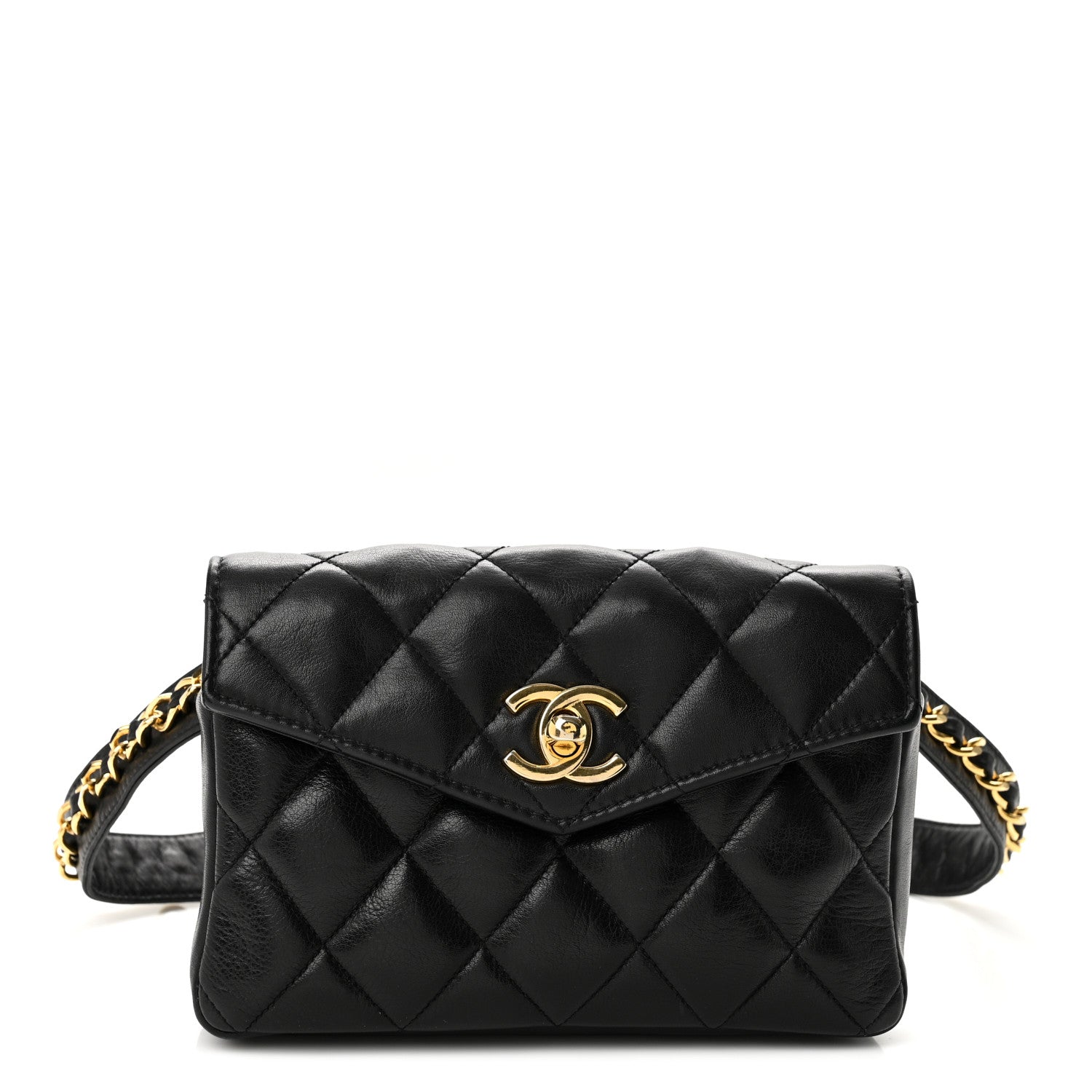 Chanel Lambskin Quilted Flap Waist Belt Bag 75 30 Black 1 of 11