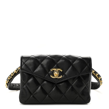 Chanel Lambskin Quilted Flap Waist Belt Bag 75 30 Black 1 of 11